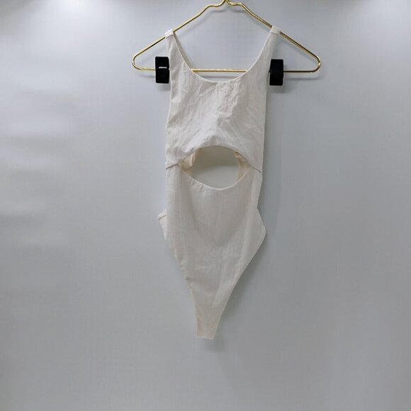 For Love and Lemons White Cut Out Ribbed Thong Bodysuit Medium Sexy Summer - Picture 5 of 15
